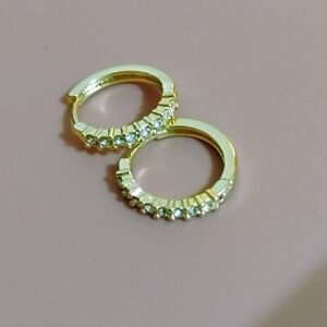 Gold-Tone Crystal Huggie Hoop Earrings
